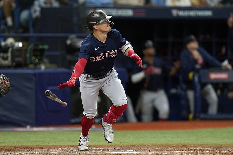 Kike Hernandez had five of Boston’s 20 hits Friday as the Red Sox beat the Tampa Bay Rays 14-6 in St. Petersburg, Fla.
(AP/Chris O’Meara)