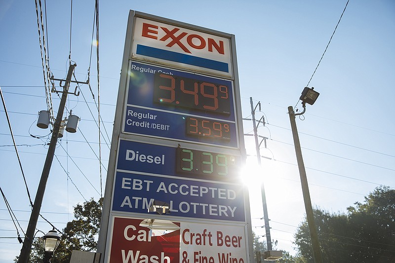 Prices for regular gasoline were well over $3 Wednesday at this Exxon in Atlanta. Gas prices are up more than 42% compared with a year ago.
(The New York Times/Kendrick Brinson)