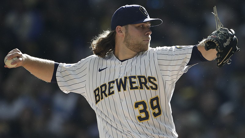 Cy Young Award candidate Corbin Burnes is one of three All-Star pitchers that had the Milwaukee Brewers believing they could make a long postseason run this year, but the Brewers may need to upgrade their lineup to advance to their first World Series since 1982.
(AP/Aaron Gash)