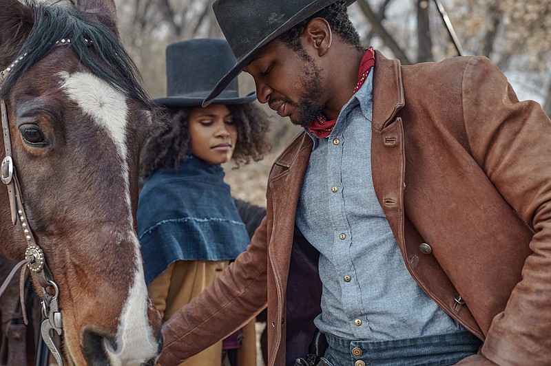 Historical characters Stagecoach Mary Fields and Nat Love are played by, respectively, Zazie Beetz and Jonathan Majors in “The Harder They Fall,” Netflix’s highly fictionalized re-telling of the rampage of the Rufus Buck gang in the Indian Territory of the Arkansas-Oklahoma area in 1895.