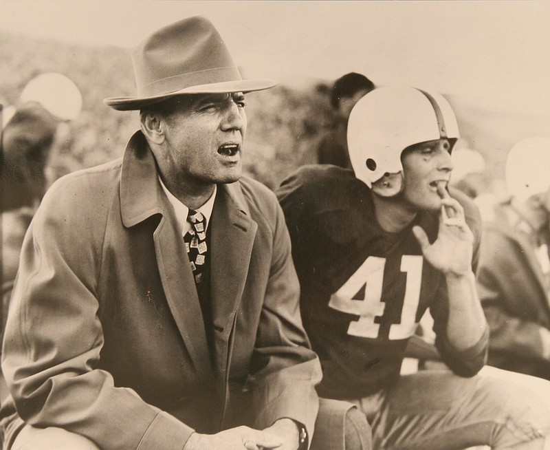 John Barnhill, Arkansas’ football coach in 1946-49 and its athletic director until 1971, was the first to institute the Razorbacks’ policy of not playing other programs within the state. Today, the Hogs will play their first football game against an in-state opponent since 1944 when they take on Arkansas-Pine Bluff at War Memorial Stadium in Little Rock.
(Democrat-Gazette file photo)