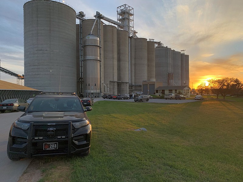 A fired employee opened fire at this Agrex grain elevator Friday, killing one person and injuring two others before he was shot and killed by another employee in Superior, Neb.
(AP/Lincoln Journal Star/Andrew Wegley)