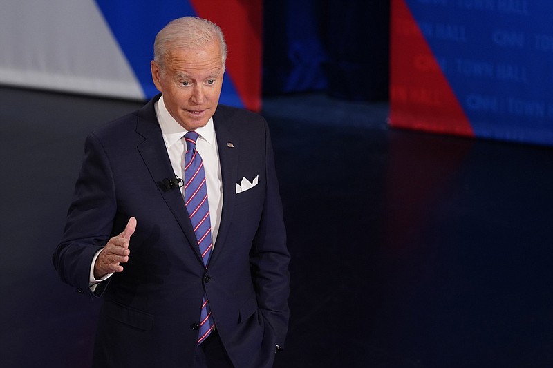 President Joe Biden participates Thursday in a CNN town-hallstyle forum with moderator Anderson Cooper at the Baltimore Center Stage Pearlstone Theater in Baltimore where the Taiwan issue was raised.
(AP/Evan Vucci)