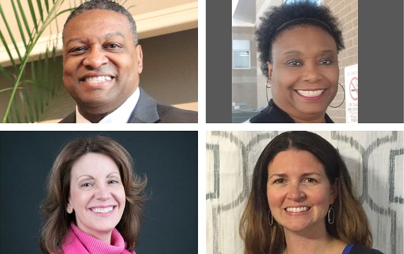 The four unopposed candidates for the North Little Rock School Board in the 2021 election — (top row, from left) Tracy Steele of Zone 2, Rochelle Redus of Zone 3, (bottom row, from left) Cindy Temple of Zone 4, and Natalie Wankum of Zone 5 — are shown in these undated file photos.