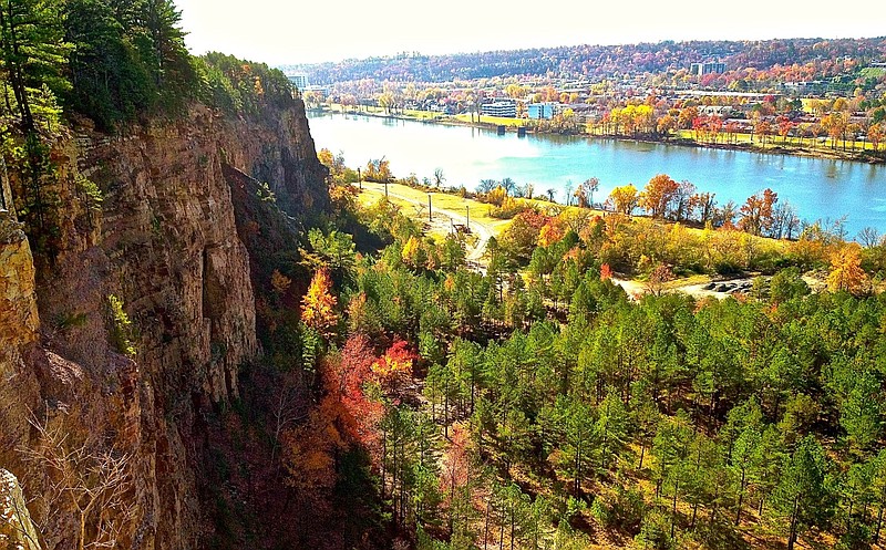 In this November 2012 file photo, the view from the switchbacks of Emerald Park in North Little Rock includes the Arkansas River, the former Big Rock Quarry and Little Rock's Riverdale area. (Arkansas Democrat-Gazette file photo)