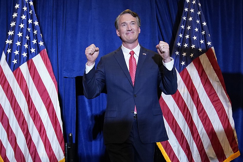 Virginia Gov.-elect Glenn Youngkin arrives to give his victory speech early Wednesday in Chantilly, Va., after he defeated Democratic candidate and former Gov. Terry McAuliffe without making any campaign appearances with former President Donald Trump.
(AP/Andrew Harnik)