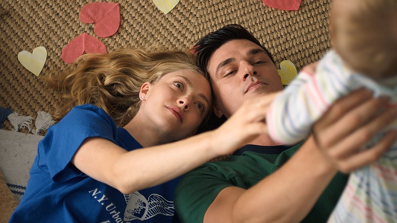 Baby blues: Julie (Amanda Seyfried) and Ethan (Finn Wittrock) play a young couple who hit a rough patch after their first child is born in Amy Koppelman’s “A Mouthful of Air.”