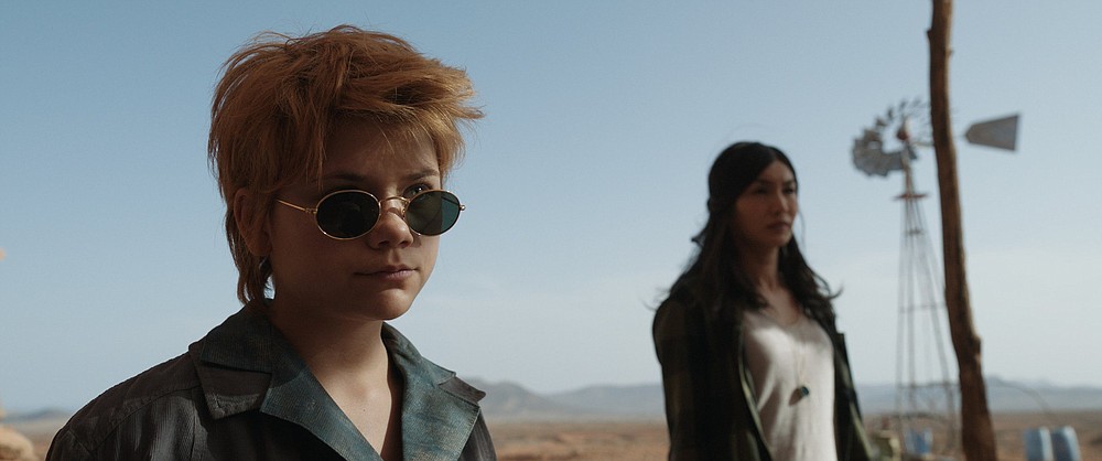 Sprite (Lia McHugh), seen here with Sersi (Gemma Chan), has the perpetual appearance of a pre-teen, though she was already thousands of years old when she inspired William Shakespeare to create the character Puck in his play “A Midsummer Night’s Dream.