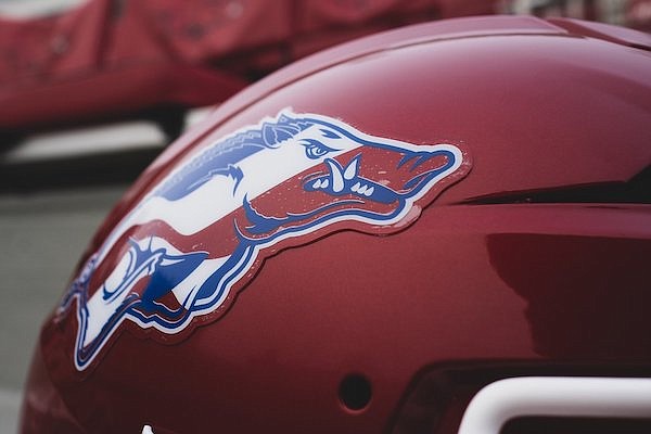 This image provided by the Arkansas Razorbacks shows the helmet decal that will be worn during Saturday's game against Mississippi State.