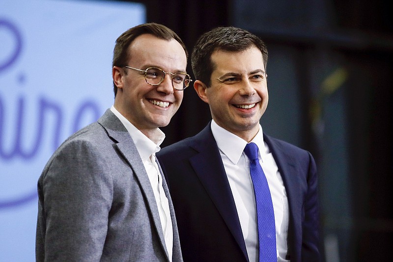 Pete Buttigieg (right) and Chasten Buttigieg adopted their kids, named Joseph August and Penelope Rose, in late summer.
(AP)