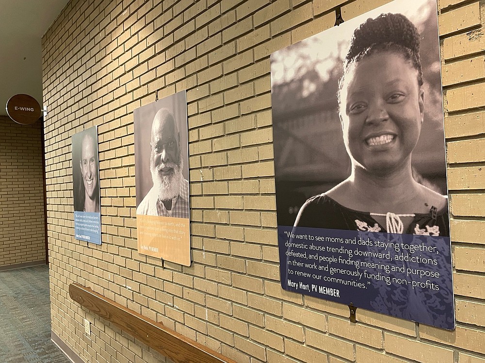 Photographs of members on the walls of Pleasant Valley Church of Christ reflect the congregation’s commitment to diversity. The church’s goal over the next decade is to have “30% multi-cultural leadership, membership and staff, representing the neighborhood” that surrounds it.
(Arkansas Democrat-Gazette/Frank E. Lockwood)