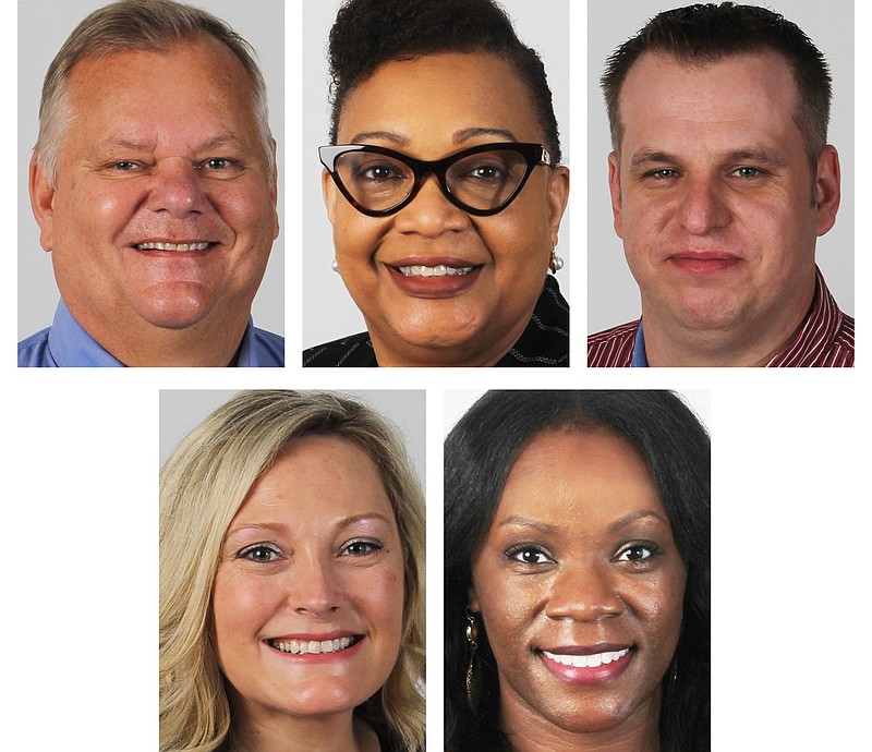 Jefferson Regional Medical Center has announced additions and promotions within the hospital staff, including (top row, from left) Tom Chiarelli, Veronica Alexander, Michael Stringfellow, (bottom row, from left) Amanda Robinson and Shayla Robinson.