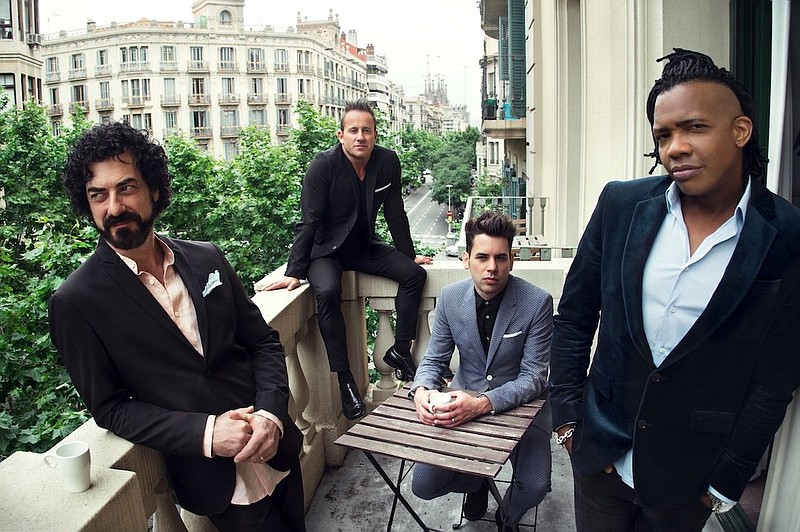 Contemporary Christian quartet Newsboys — from left, Jody Davis, Duncan Phillips, Jeff Frankenstein and Michael Tait — are set to perform on Feb. 4, 2022 at the Murphy Arts District’s First Financial Music Hall. (Special to the News-Times)