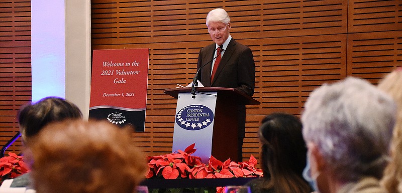 Former President Bill Clinton speaks during the Volunteer Gala on Wednesday at the Clinton Presidential Center in Little Rock. More photos at arkansasonline.com/122clinton/.
(Arkansas Democrat-Gazette/Staci Vandagriff)