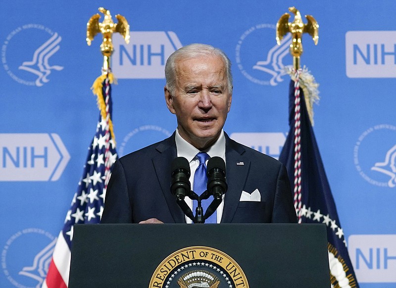 “We’re going to fight this variant with science and speed, not chaos and confusion,” President Joe Biden said Thursday during a visit to the National Institutes of Health in Bethesda, Md.
(AP/Evan Vucci)