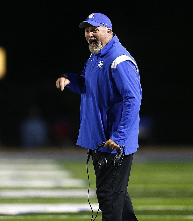Coach Buck James has led Bryant to its fourth consecutive Class 7A state championship game. The Hornets will face Fayetteville tonight at War Memorial Stadium in Little Rock.
(Special to the Democrat-Gazette/Stephen B. Thornton)