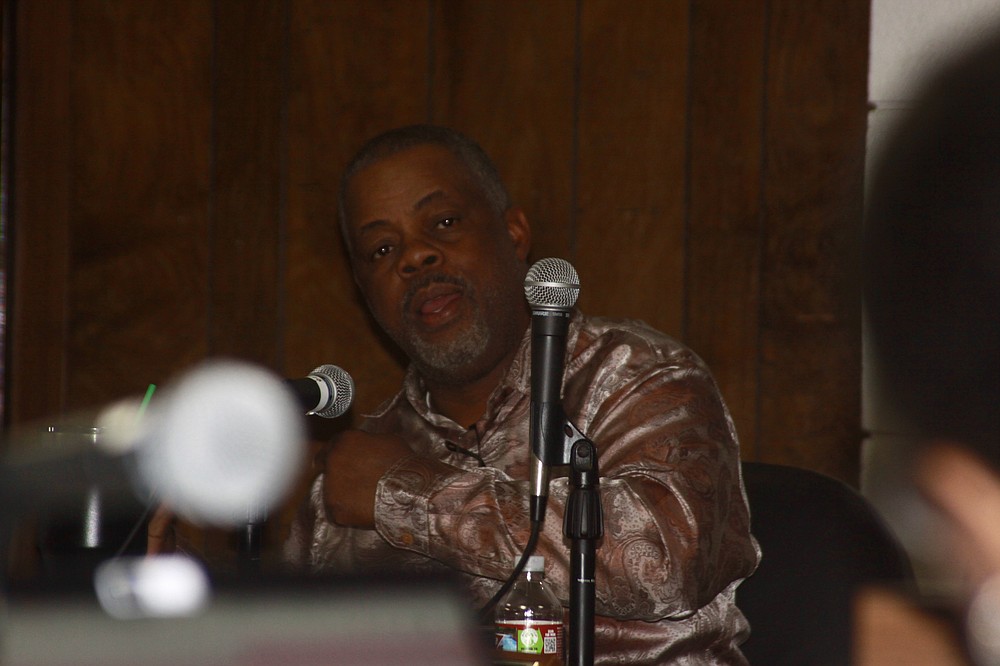 Council Member and Development and Planning Committee member Ivan Whitfield discusses the budget this week during a committee meeting. (Pine Bluff Commercial/Eplunus Colvin)