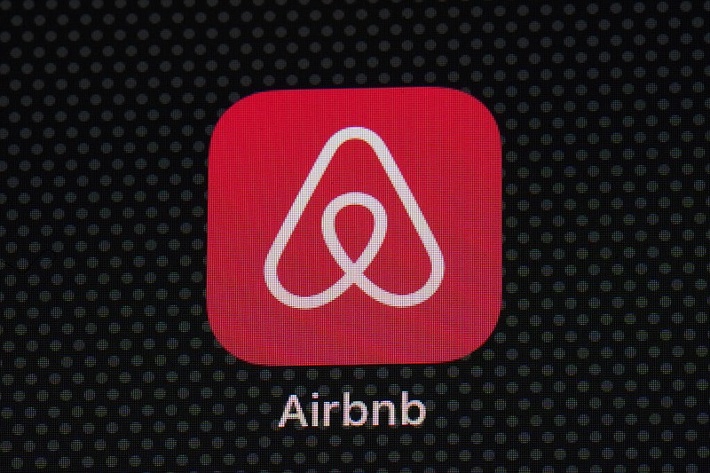 The Airbnb app icon is seen on an iPad screen in Washington in this May 8, 2021, file photo. (AP/Patrick Semansky)