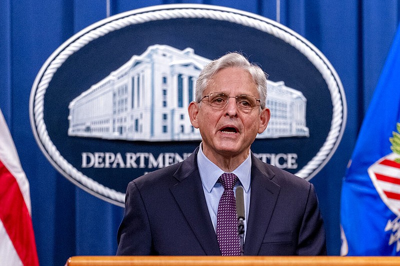FILE - Attorney General Merrick Garland speaks at a news conference at the Justice Department in Washington, on Nov. 8, 2021. (AP/Andrew Harnik, File)