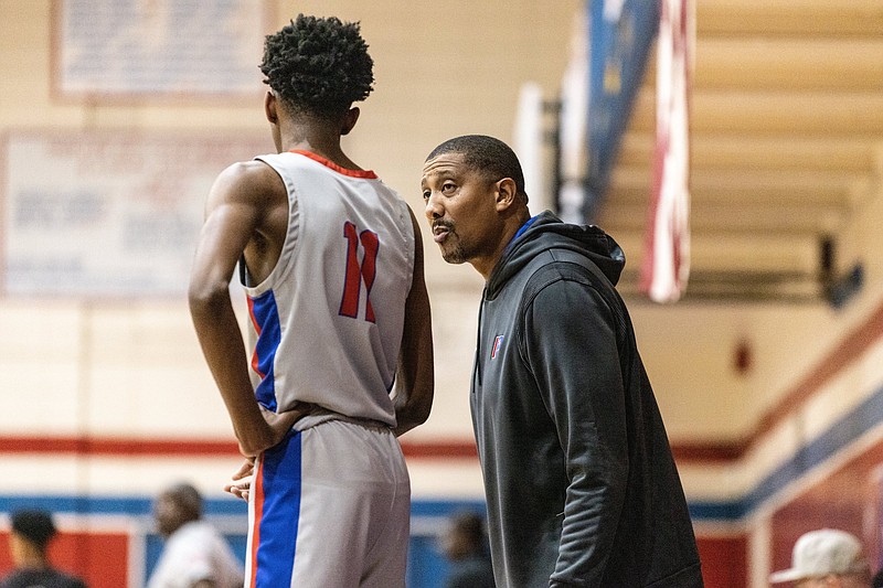 Coach Scotty Thurman will lead the Little Rock Parkview boys basketball team against Mills at 8:30 p.m. today in the Charles Ripley Holiday Tournament at Gryphon Arena on the Little Rock Southwest High School campus.
(Arkansas Democrat-Gazette/Justin Cunningham)