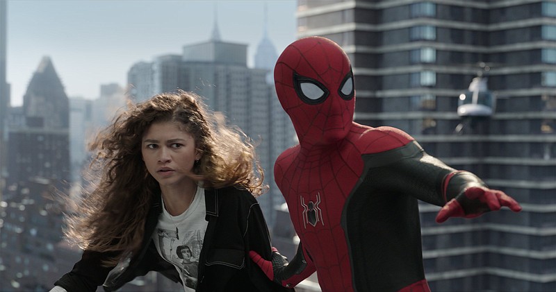 Michele “MJ” Jones (Zendaya) prepares to fall with (and for) Spider-Man (Tom Halland) in Jon Watts’ “Spider-Man: No Way Home.”