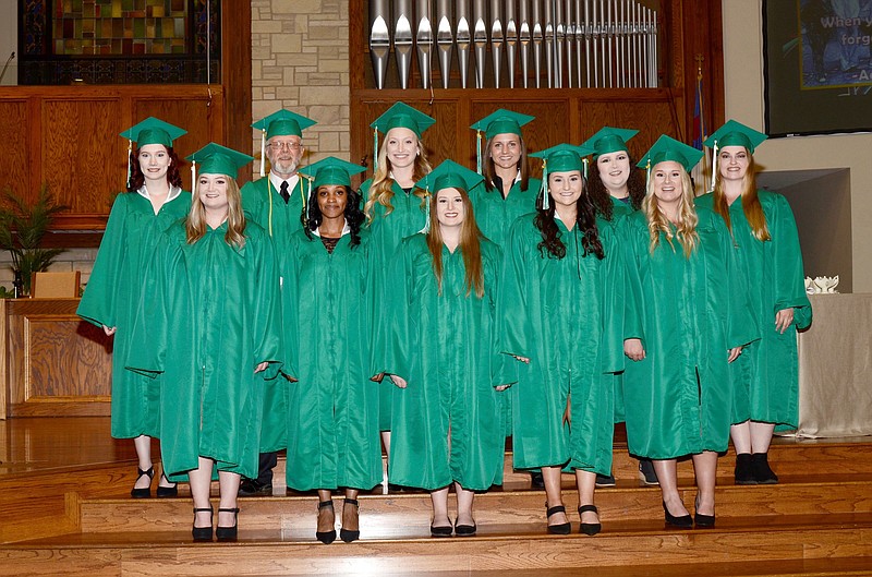 Jefferson Regional School of Nursing graduates are (top row, from left): Catherine Reed, Wally Fry, Alyvia Morris, Madalyn Lewis, Jennifer Holcomb, Shelby Stephens; (bottom row, from left) Taylor Light, Sharita Jasper, Hanna Lamb, Kelly Boyd and Olivia Robinson. 
(Special to The Commercial/Jefferson Regional Medical Center)