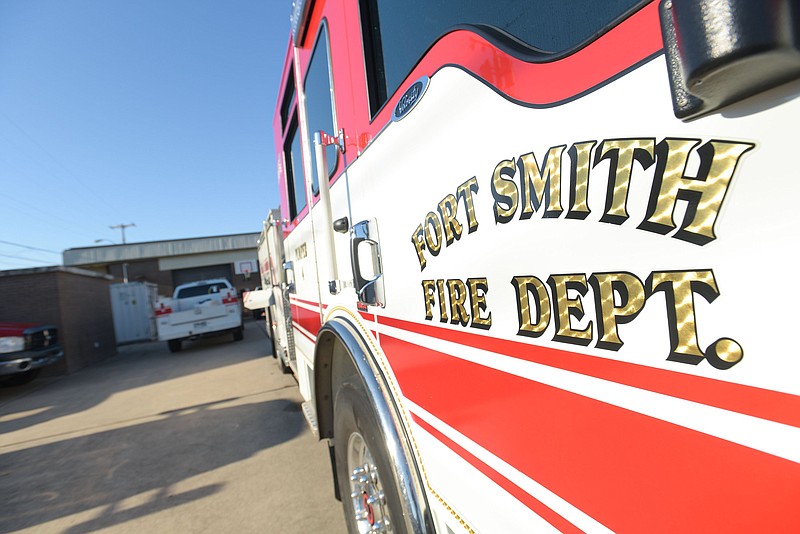 A Fort Smith Fire Department truck is seen Friday, Nov. 5, 2021 at Fire Station No. 1 in Fort Smith. (NWA Democrat-Gazette/Hank Layton)