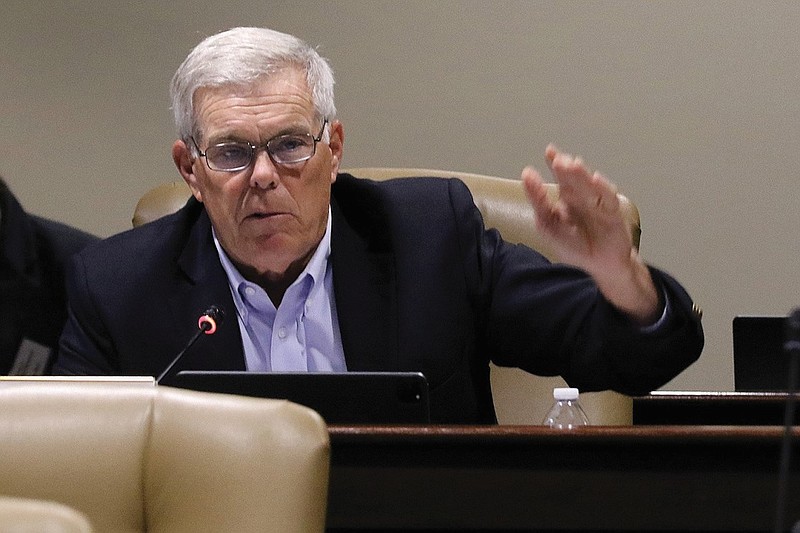 State Sen. Dan Sullivan, R-Jonesboro, asks a question during a joint House and Senate public health committee meeting at the state Capitol in Little Rock in this Sept. 7, 2021, file photo. (Arkansas Democrat-Gazette/Thomas Metthe)