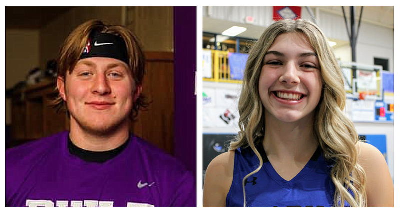 For their recent efforts, Lavaca's Luke Watson (left) and Bergman's Maddi Holt (right) are the Northwest Arkansas Democrat-Gazette Players of the Week.