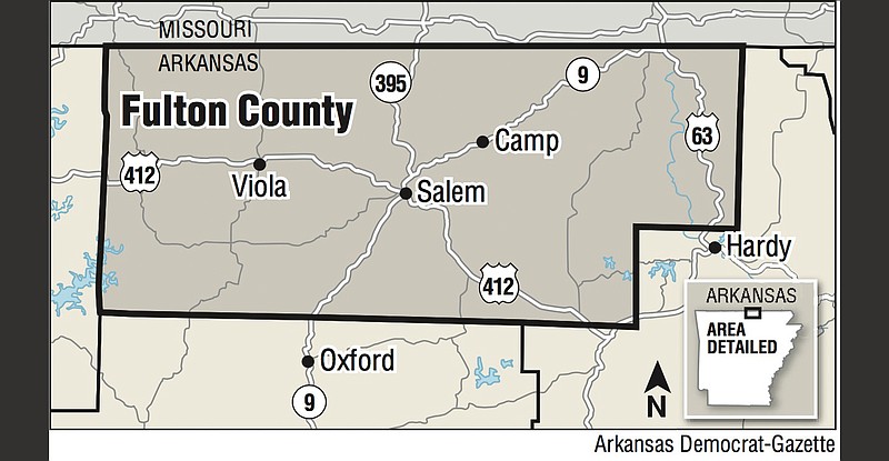A map showing Fulton County.