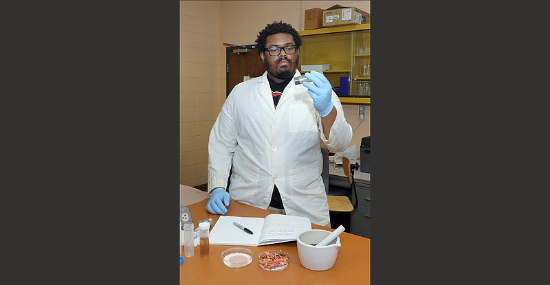 Malcolm Jackson, a graduate research assistant at the University of Arkansas at Pine Bluff, is studying the potential of animal byproducts to degrade pollutants in water systems. 
(Special to The Commercial/University of Arkansas at Pine Bluff)