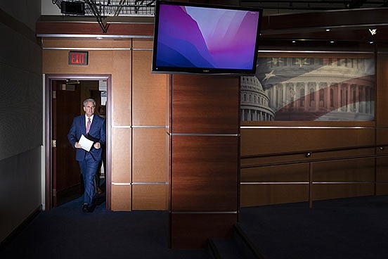 House Minority Leader Kevin McCarthy arrives for a weekly news conference Thursday on Capitol Hill.
(The New York Times/Tom Brenner)