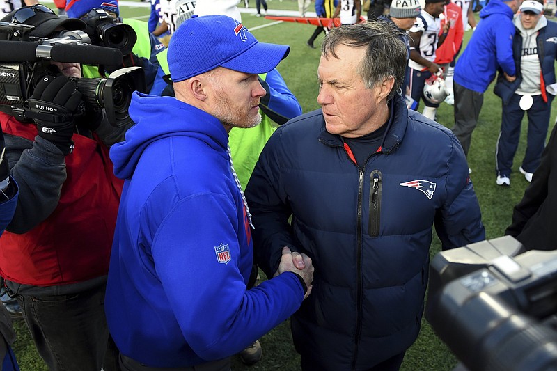 Bill Belichick (right) and the New England Patriots dominated the AFC East from 2001 to 2019. But the Buffalo Bills, led by Sean McDermott (left), have won two consecutive AFC East titles and three of the past four games in the series.
(AP file photo)