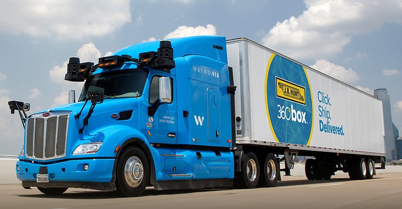 A concept Waymo Via autonomous truck for J.B. Hunt Transport Services Inc. is shown in this publicity photo. The two companies have announced a long-term partnership to advance the use of driverless vehicles for moving goods. (Business Wire photo)