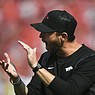 Arkansas offensive coordinator Kendal Briles is shown during a game against Georgia on Saturday, Oct. 2, 2021, in Athens, Ga.