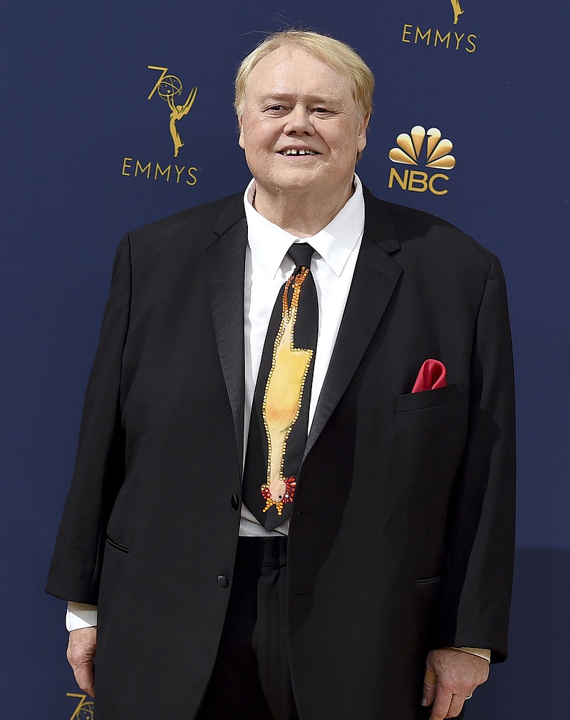 Louie Anderson arrives at the 70th Primetime Emmy Awards on Sept. 17, 2018, in Los Angeles.  Anderson, whose four-decade career as a comedian and actor included his unlikely and Emmy-winning performance as mom to twin adult sons in the TV series “Baskets,” has died at age 68. 
(Photo by Jordan Strauss/Invision/AP, File)