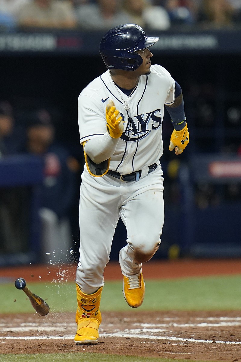 Wander Franco of the Tampa Bay Rays bats against the Boston Red Sox on Oct. 8 in St. Petersburg, Fla. The Rays will not play in Montreal for the 2022 season after Major League Baseball rejected a sister city plan Thursday.
(AP/Chris O’Meara)