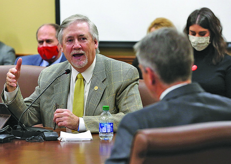 Rep. Mark Lowery, R-Maumelle, speaks at the state Capitol in Little Rock in this Feb. 9, 2021, file photo. (Arkansas Democrat-Gazette/Thomas Metthe)