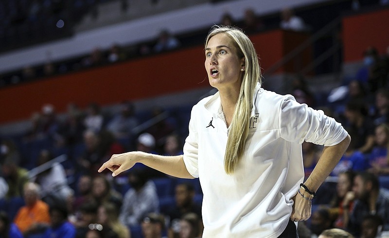 Florida interim coach Kelly Rae Finley said the Gators’ belief in one another has pushed them forward. “We have a group of fierce competitors,” Finley said. “A belief we are enough. When you operate from that space, everything becomes quite a bit easier.”
(AP/Gary McCullough)