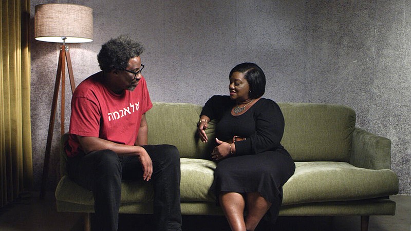 Director W. Kamau Bell talks with writer, sociologist and professor Tressie McMillan Cottom, one of the experts who speaks in Bell’s Showtime docuseries “We Need to Talk About Cosby.”