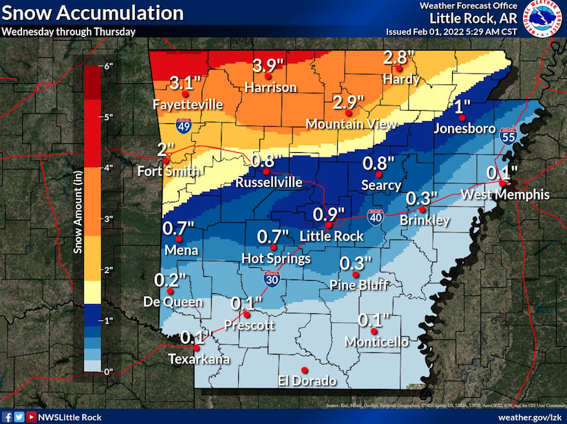Forecasts calling for snow, icy conditions across northern Arkansas - Vimarsana News