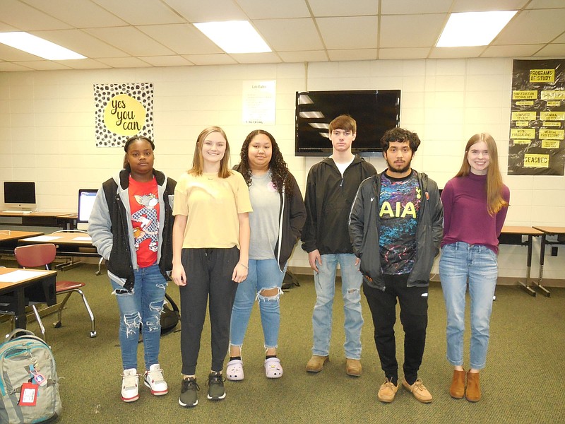 Seventy students in the Warren School District earned the National Career Readiness Certification including Felicity Crockett (left), Emma Mann, Gabrielle Evans, Cade Hancock, Kevin Corcules and Ella Garner. 
(Special to The Commercial)