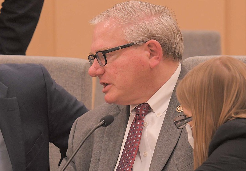 Sen. Dan Hegeman, R-Cosby, has a discussion May 5, 2021, during a budget hearing at the Missouri Capitol. (Courtesy/Tim Bommel, House Communications)