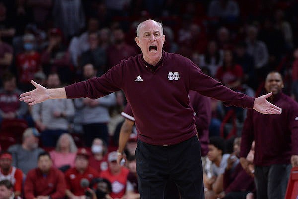 Mississippi State coach Ben Howland is shown during a game against Arkansas on Saturday, Feb. 5, 2022, in Fayetteville.
