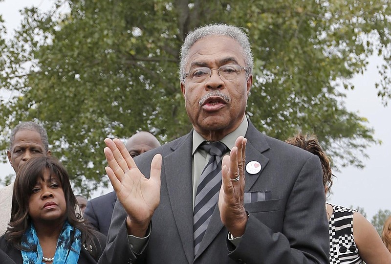 The Rev. Wheeler Parker Jr., Emmett Till’s cousin and eyewitness to Till's kidnapping, speaks in Alsip, Ill., in this Aug. 28, 2015, file photo. Parker was attending a gravesite ceremony at the Burr Oak Cemetery marking the 60th anniversary of Till's murder of Till in Mississippi. (AP/Charles Rex Arbogast)