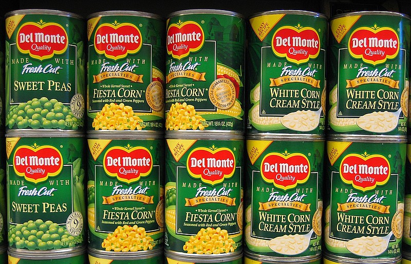 Del Monte canned vegetables are stacked on a shelf in this June 22, 2006, file photo. (AP/Ben Margot)