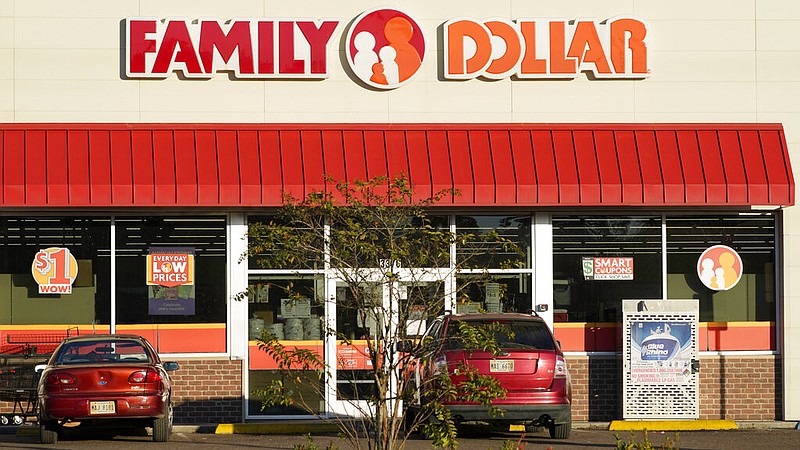 FILE - The Family Dollar logo is centered above one of its variety stores in Canton, Miss., Thursday, Nov. 12, 2020. More than 1,000 rodents were found inside a Family Dollar distribution facility in Arkansas, the U.S. Food and Drug Administration announced Friday, Feb. 18, 2022 as the chain issued a voluntary recall affecting items purchased from hundreds of stores in the South. (AP Photo/Rogelio V. Solis, File)