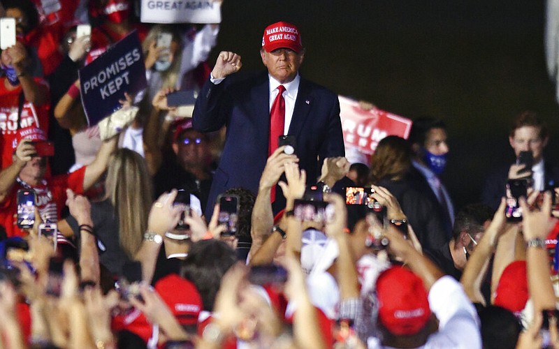 Then-President Donald Trump arrives at a campaign rally at Opa-Locka Executive Airport in Opa-Locka, Fla., in this Nov. 1, 2020, file photo. The presidential election was held two days later. (AP/Jim Rassol)
