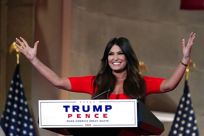 Kimberly Guilfoyle speaks as she tapes her speech for the first day of the Republican National Convention from the Andrew W. Mellon Auditorium in Washington in this Aug. 24, 2020, file photo. (AP/Susan Walsh)