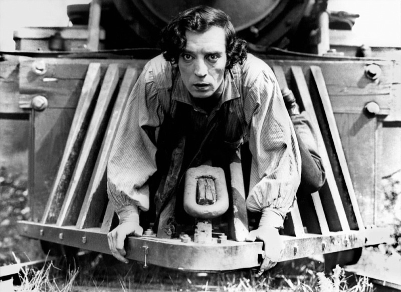 During the filming of the 1926 silent film “The General,” Buster Keaton performed many dangerous physical stunts on and around the moving train, including jumping from the engine to a tender to a boxcar, running along the roofs of the railroad cars and riding on the cowcatcher.